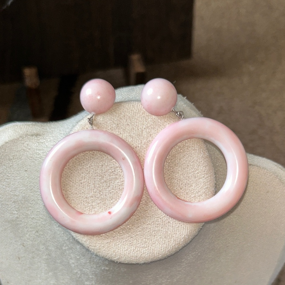 Vintage Pink Dangle Earrings 2 inches Drop